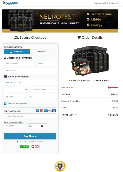 NeuroTest Order Page